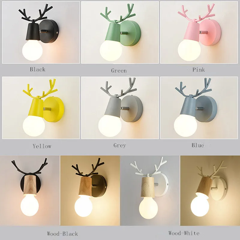 

Creative personality antler macaron wall light Nordic minimalist living room bedroom bedside led indoor wall sconce lighting