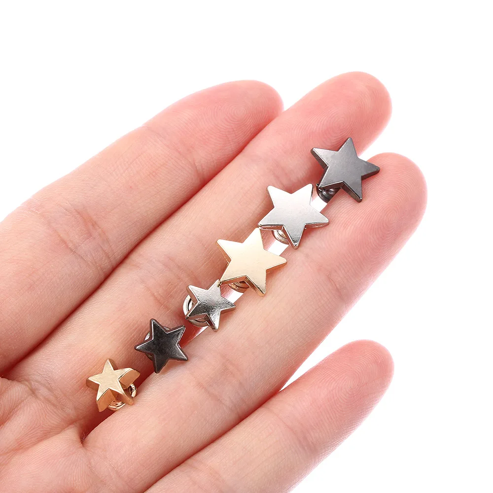 10sets(20pcs) Metal Stars Rivets DIY Clothing Bag Shoes Crafts Decor Supplies Garment Sewing Glass Drill Nail Button 9/12mm