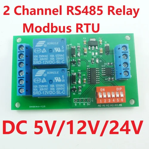 Imagen 2 del producto CE035 DC 5V/12V/24V 2 canales RS485 relé Modbus RTU módulo PLC