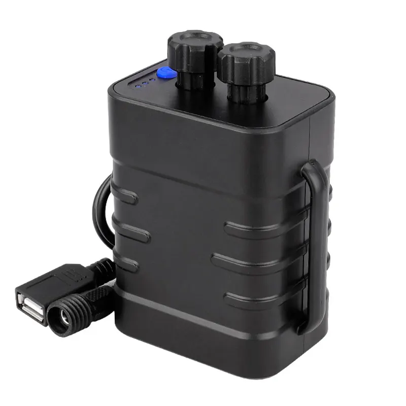 Deemount Dual Voltage Output 8.4V 5V Bicycle Lamp Power Box for 2/4/6 18650/26650 Batteries W/ Strap Optional 100-240V Adaptor