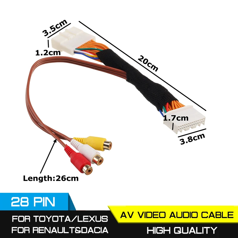 28 Pin AV Video Audio Cable For Lexus Touch 2 and Entune Monitors For Renault&Dacia for Opel for Vauxhall Head Units For Toyota