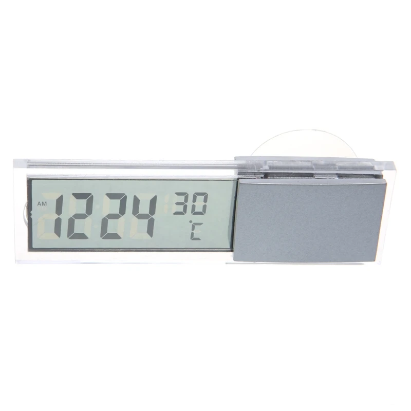 Mini 2 in 1 LCD Digital Auto Car Clock + Thermometer w/Suction Cup