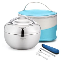 304 Stainless Steel Double Wall Vacuum Thermal Lunch Box For Kids Office Food Storage Container School Insulation Bento Box Set