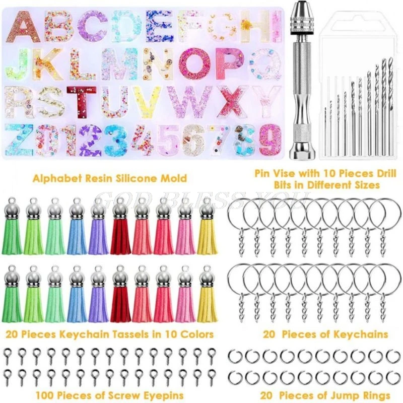 1 Set Crystal Epoxy Resin Mold Alphabet Letter Number Pendants Casting Silicone Mould DIY Crafts Keychain Making Tool Drop Ship