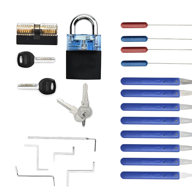Locksmith Supplies Hand Tools with Practice Transparent Locks Training Tool Broken Key Remove Hooks Combination Padlock Hardware