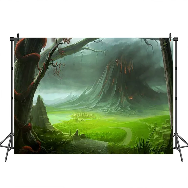 

Mocsicka Spring Backdrop for Photography volcanic Fantasy scene grassland Photographic Background Decorations Photo Booth Studio