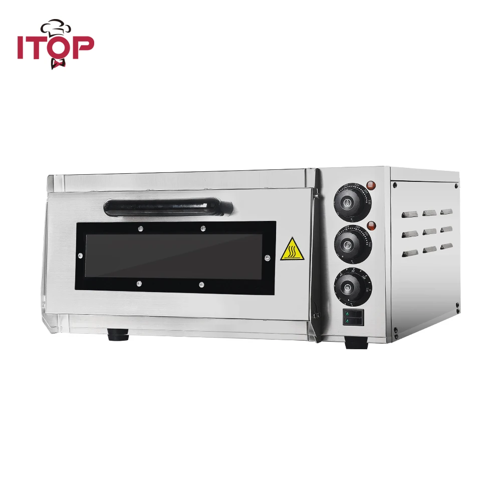 ITOP Electric Pizza Oven 2KW Commercial Single Layer Professional Baking Oven Machine Toaster With Timer Bread Maker