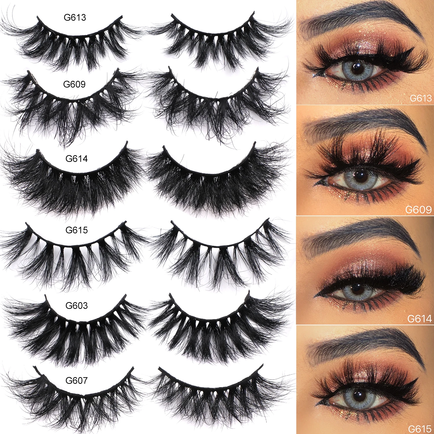 RED SIREN Real Mink Lashes Wholesale 5-100 Pairs Soft Fluffy Natural Eyelashes Bulk Handmade Makeup Mink Eyelashes