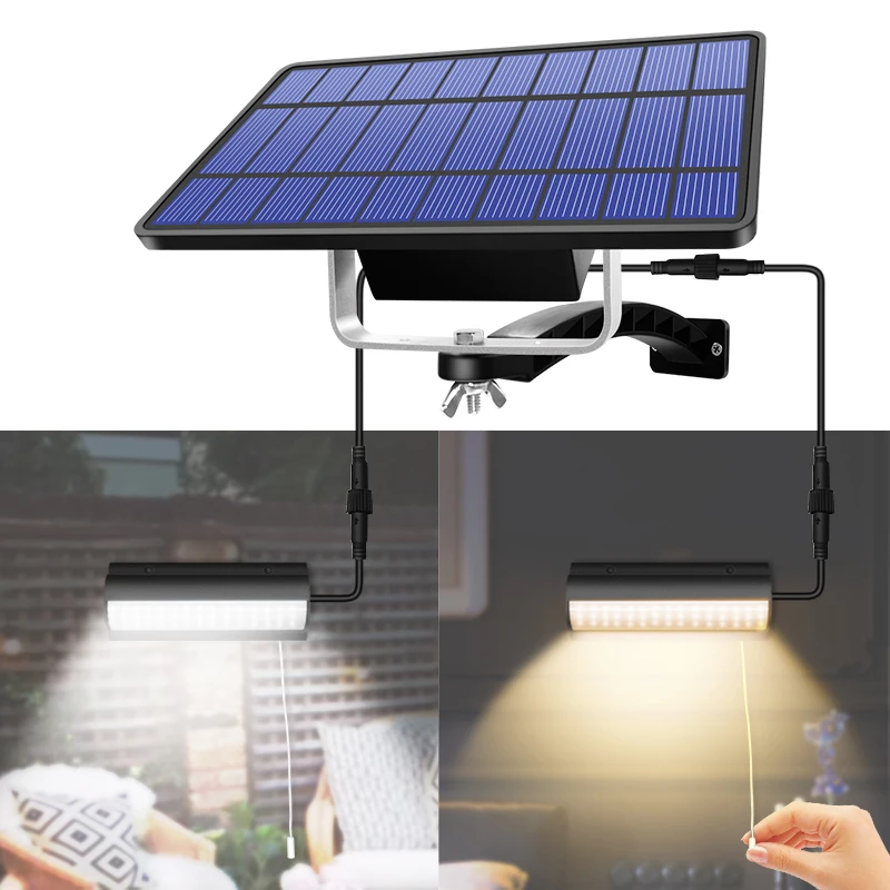 Acecorner atualizado dupla cabeça luzes pingente solar ao ar livre indoor auto em fora da lâmpada puxar interruptor para sala de celeiro varanda frango