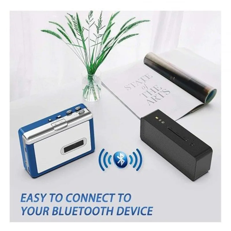 ezcap215 Portable Personal Walkman Bluetooth Cassette Player, Transmit Retro Tape Music To Bluetooth Earphone or Speaker