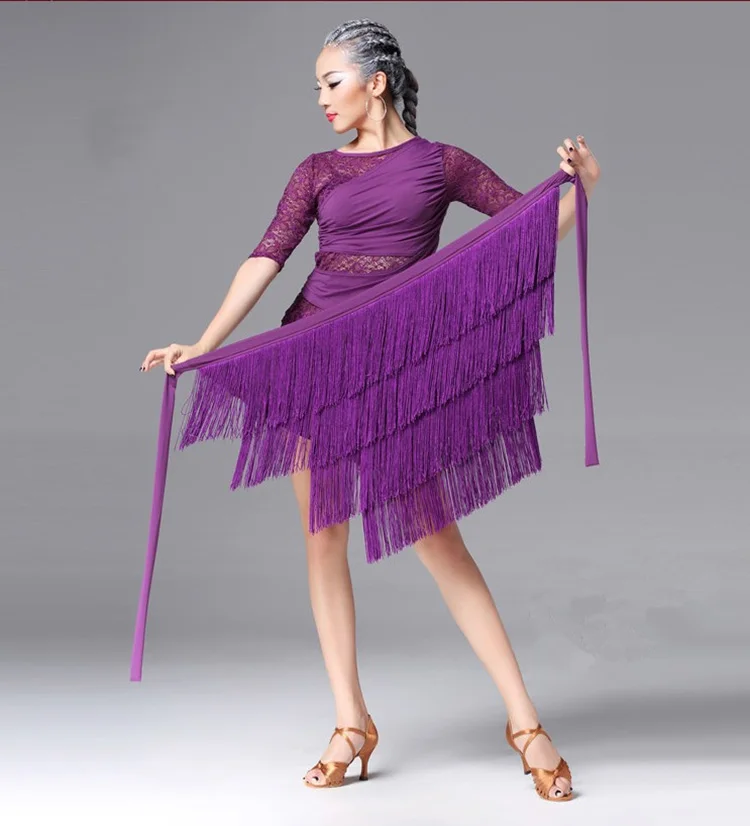 Fashion Latin Dance Skirt Women Ballroom Practice Dancing Wear Cha Cha Tango Salsa Samba Rumba Training Outfit Hips Scarf