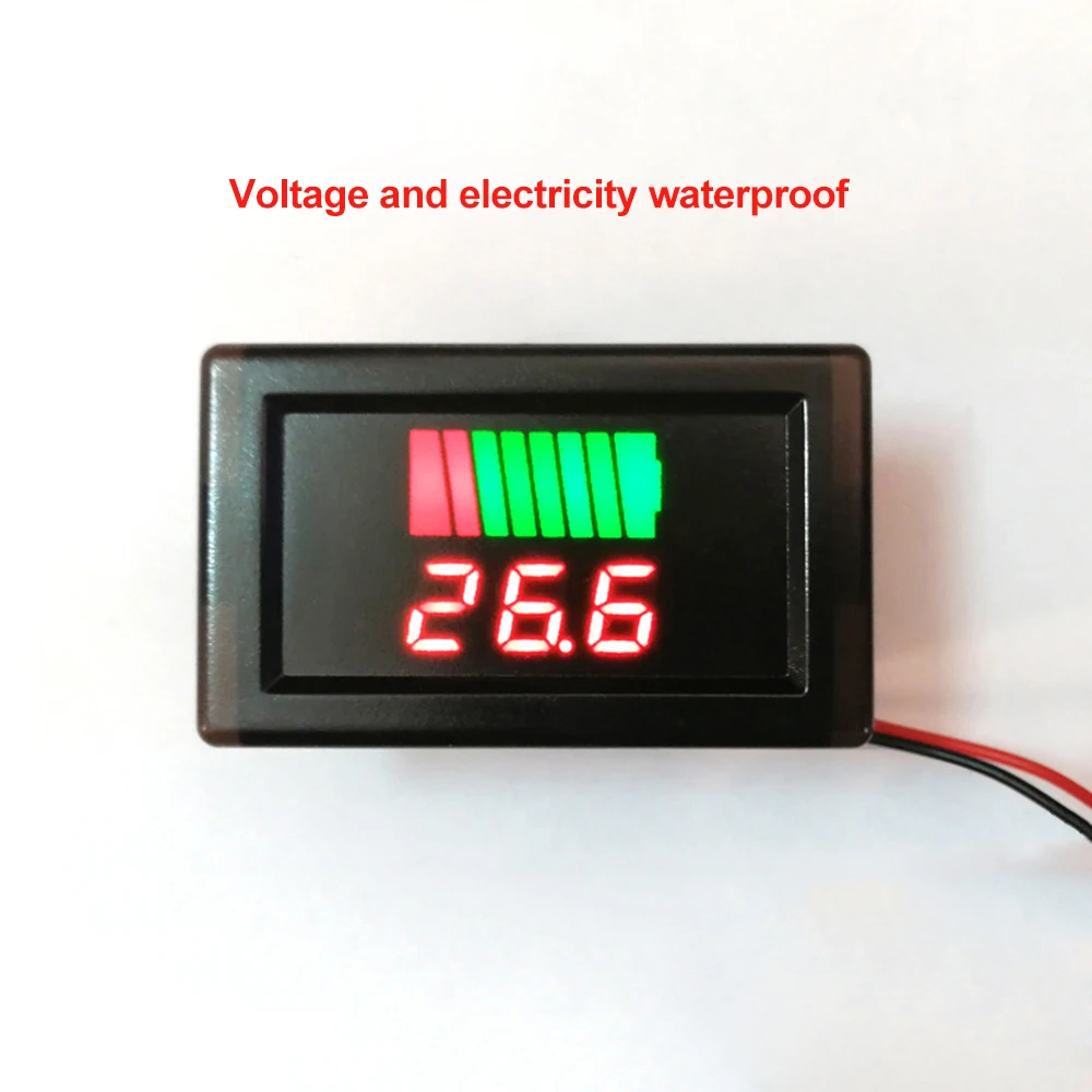 waterproof  Battery Capacity Indicator 12V 24V 36V 48V 60V 72V 6-100V Car Battery Charge Level Tester Dual Display LCD