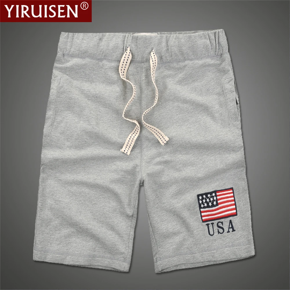 YiRuiSen Casual Men\'s Shorts High Quality 100% Cotton Embroidery Branded Mens Clothing Regular Breathable Board Short For Male