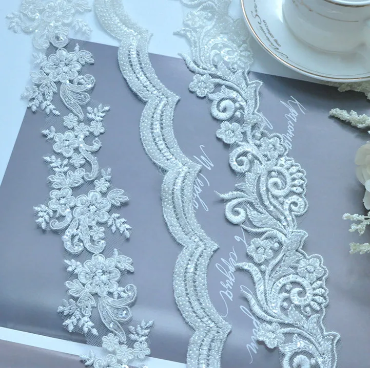Bridal Beaded Lace Veil Headband Doll Clothes Accessories Lace (2Yard/10yards)pack