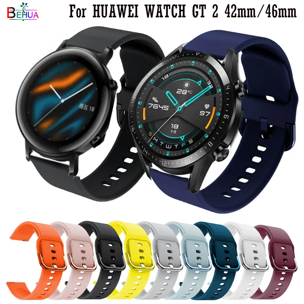 20mm 22mm Silicone Strap For Samsung Galaxy Watch Active 2 40mm 44mm / 3 41mm 45mm  / For Huawei GT 2 46 42mm Band Bracelet Belt