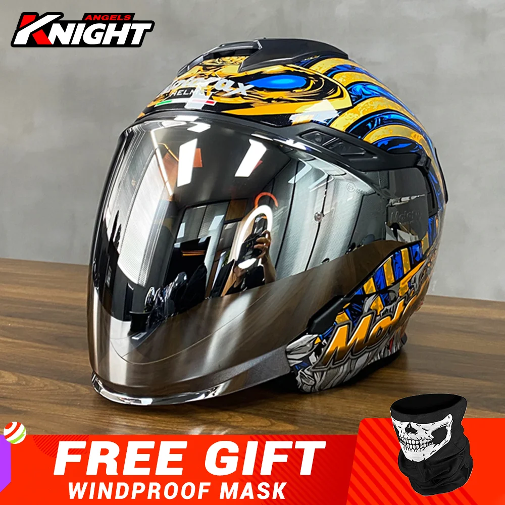 

MOTORAX Motorcycle Helmet Casco Moto Double Lens DOT Certification Open Face Helmet Pharaoh Motorbike Motocross Racing Helmet