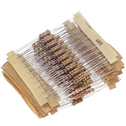 Kit assressentide résistances à film de carbone, 500 pièces par boîte, 50 valeurs chacune, 10 pièces 1/2W 0.5W 5% 1.2Ω ~ 1MΩ