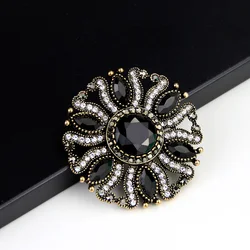 Sunspicems Bohemia Vintage Brooch Pin for Women Retro Gold Color Resin Crystal Ethnic Wedding Jewelry Lapel Scarf Broches