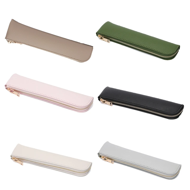 

2024 Portable Leather for Case Mini PU Leather Pen Pocket Pen Sleeve Zippered Pen Pouch Gift for Teens Adults Designer Artist