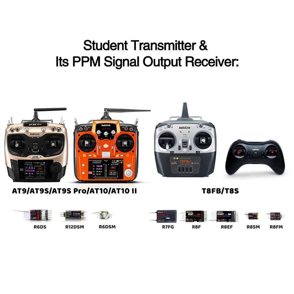 Radiolink RC Transmitter Wireless Training Cable Work on AT9S Pro AT10II RC Controller As Fly Teaching Trainer Student Operation