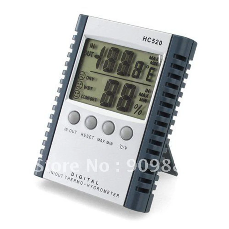 

Digital In/Out Thermometer Hygrometer HC520 Indoor Outdoor Temperature Humidity Meter Weather Station With Stand & Cable Sensor