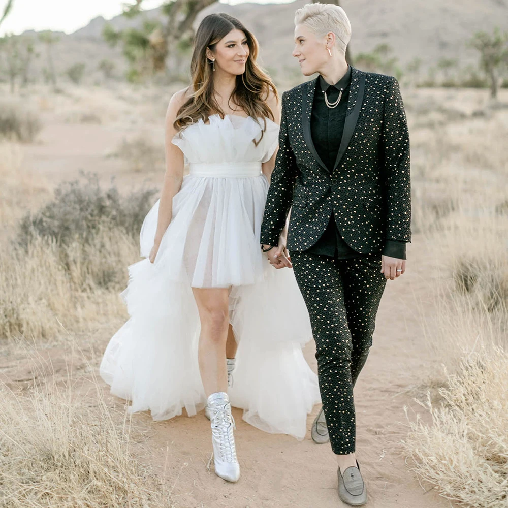 Mini vestido de novia plisado rústico de tul, talla grande, hecho a medida, festoneado, sin tirantes, con cremallera, alto y bajo