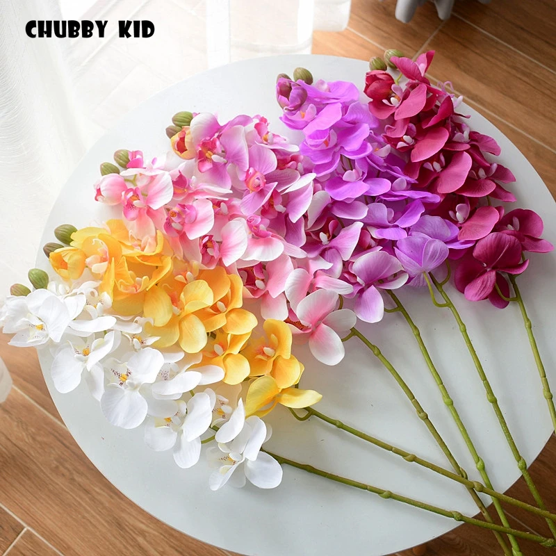 

Wholesale Real touch 11 heads artificial butterfly orchid small hand felt latex flowers wedding decorative Phalaenopsis 10pcs