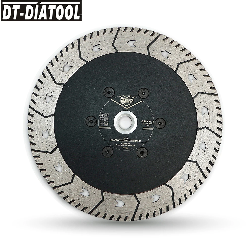 

DT-DIATOOL 1pc 7inch/180mm Diamond Cutting Grindng Disc with M14 Thread Dual Saw Blade for Grinding Granite Marble Concrete