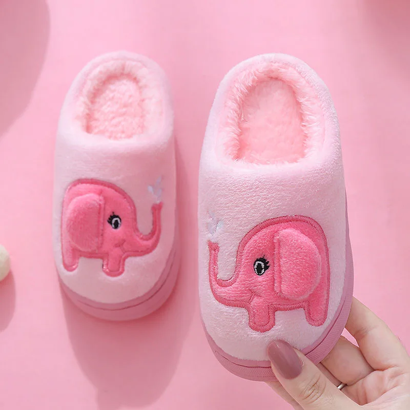 KIDS  Winter Warm Home  Slippers Kids Indoor Shoes Girls pink House Floor Slides Boy Sliders Child Cotton shoes