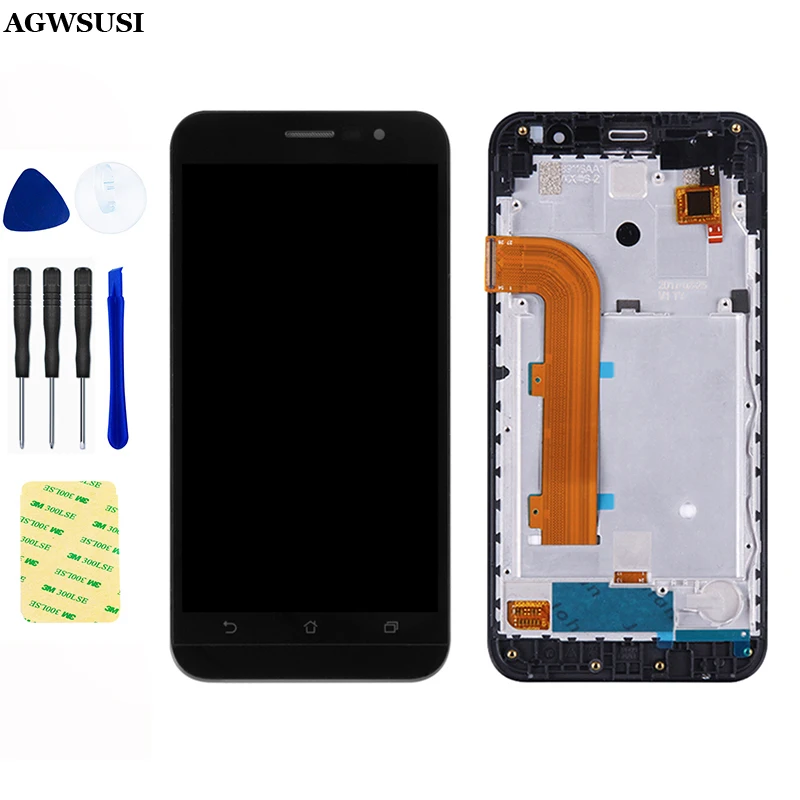 LCD Display For Asus Zenfone Go ZB500KL X00AD LCD Screen Monitor Module + Touch Screen Digitizer Panel Assembly with Frame