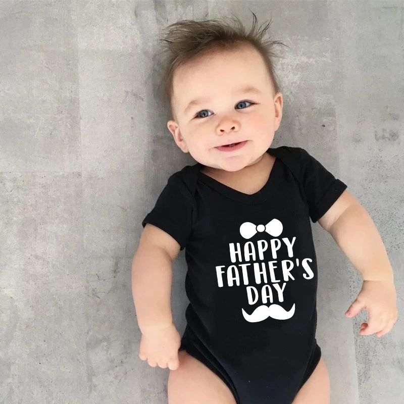 Happy Father's Day Printed Newborn Baby Boys Girls Bodysuit Cute Infant Cotton Short Sleeve Jumpsuit Clothes Outfit Gift For Dad