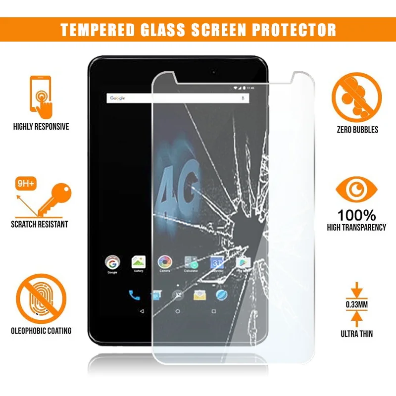 

Screen Protector for Allview Viva H802 LTE Tablet Tempered Glass 9H Scratch Resistant Anti-fingerprint HD Clear Film Guard Cover