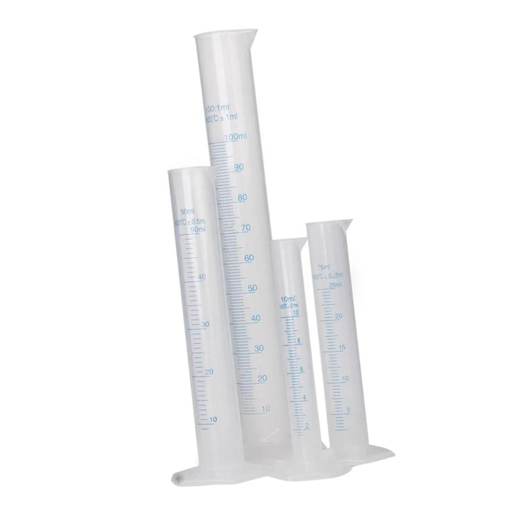 4pcs Plastic Graduated Cylinder Kitchen Laboratory Experiment Test Water Measurement Measuring Tube Cylinder