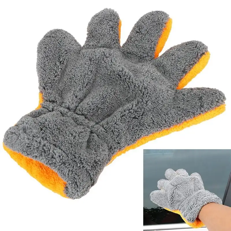 Double-sided Coral Velvet Car Cleaning Gloves Soft Super Absorbent Two-toned Gloves For Motorcycle Versatile Housework Brush New