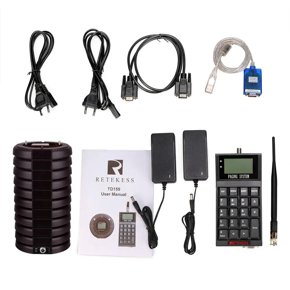 RETEKESS TD159 Wireless Pager Calling System Waterproof Buzzer For Factory Restaurant Ultra Long Distance Connect To Computer