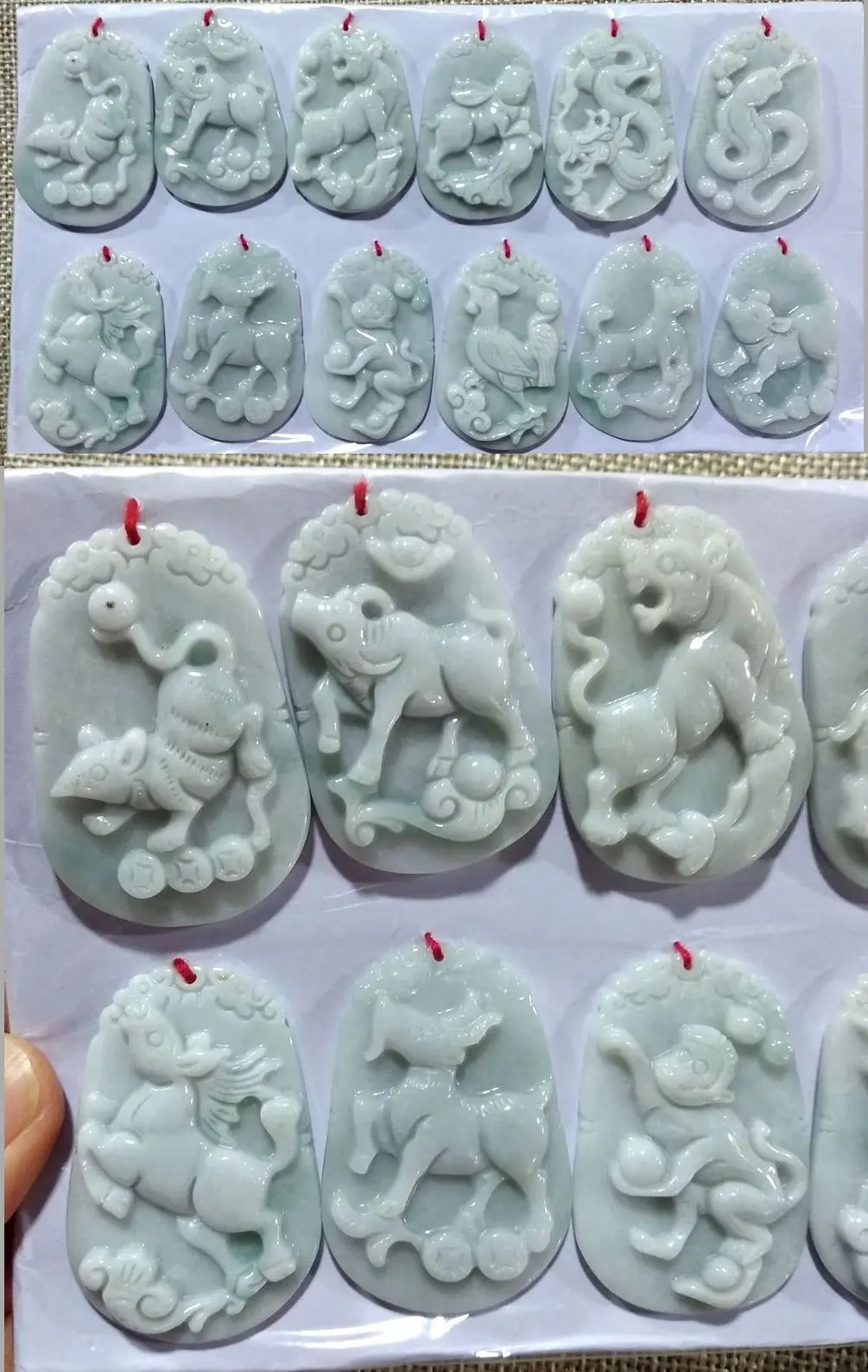 

12 Pcs Beautiful Myanmar Jade Burma Jadite Pendant 12 Animals Amulet emerald chinese zodiac person Hanging