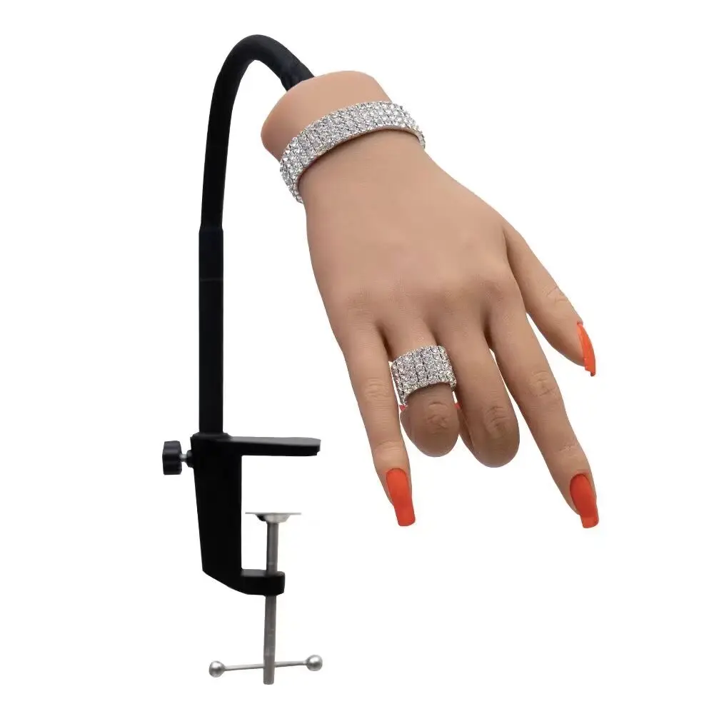 Free Shipping!! Silicone Manicure Practice Mannequin Hand Bendable Hand Nail Painting Pratise Hand Model Beauty Customized