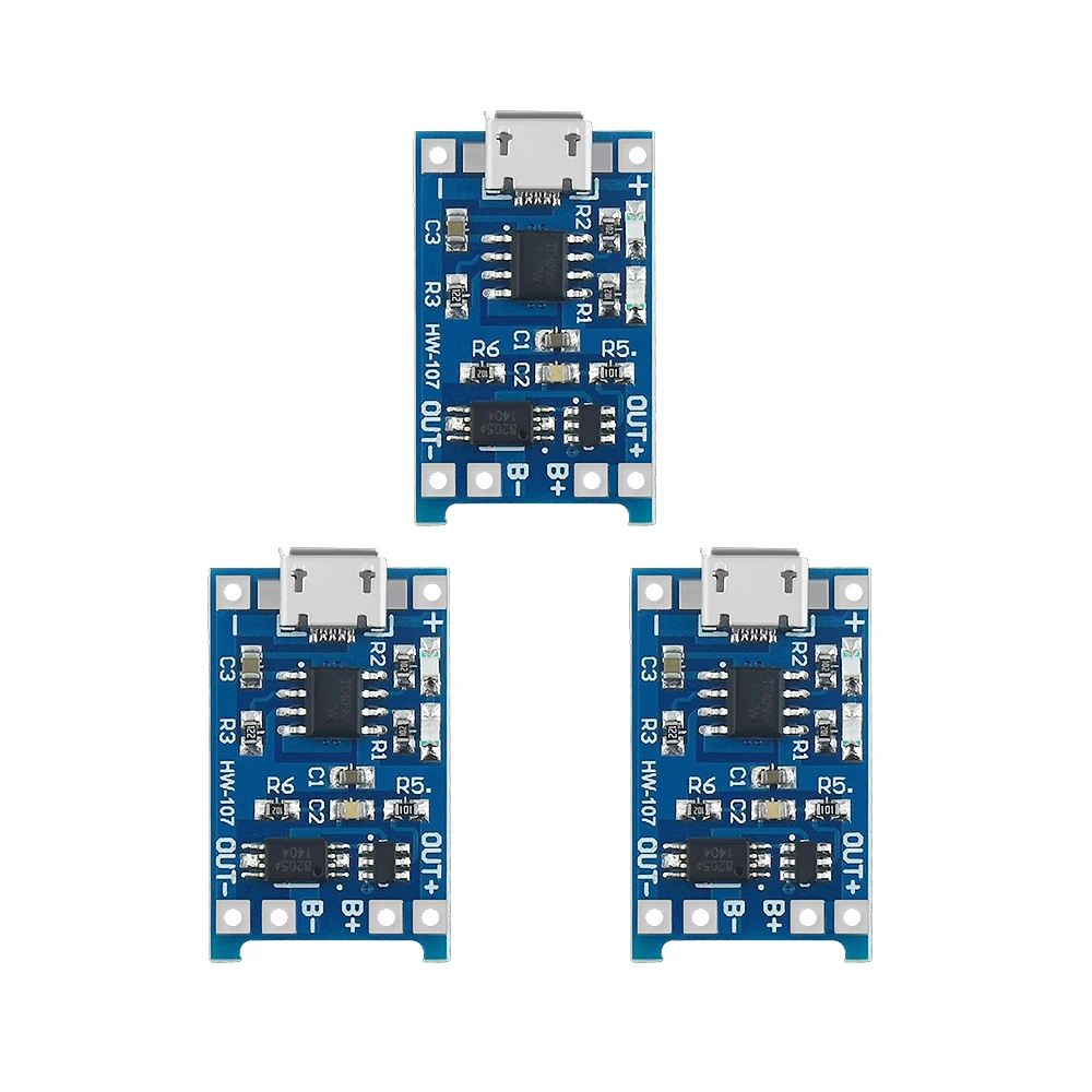 5 unidades de 5V 1A Micro USB 18650, módulo de carga de batería de litio + protección de funciones duales, TP4056