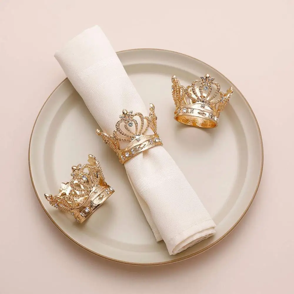 

6pcs/lot Crown Napkin Ring Metal Buckle Suitable for Wedding Banquet, Holiday Party Decoration, Hot Sale