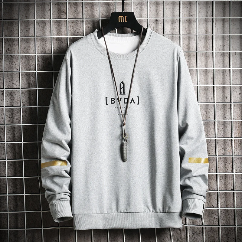 EL BARCO Spring Cotton Men Hoodie Print O-Neck Male Sweatshirt Tops Black Pullover Coat Harajuku Yellow Grey Jacket Shirt M-4XL