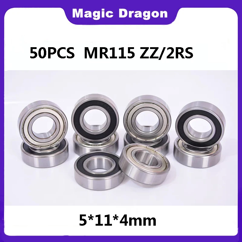 10/30/50PCS MR115ZZ/2RS 5*11*4mm bearing ABEC-3 Rubber Sealed Miniature Mini Bearing MR115 Chrome Steel Bearings