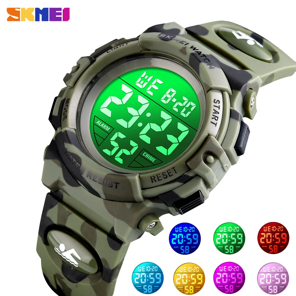 SKMEI Military Colorful Lights Kids Watches Sport Children Digital Clock Stopwatch For Boys Girls Wristwatch relogio infantil