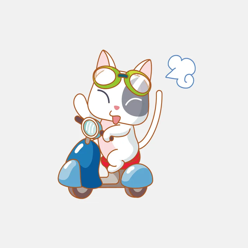 

Fuzhen Boutique Decals Exterior Accessories Cartoon Cat Riding A Motorcycle PVC Decoration Car Sticker