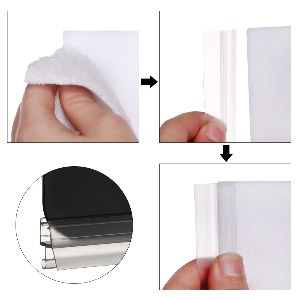 4-12mm Sealing Strips Water Baffle Gap Window Seal Rubber Glass Door Weatherstrip Bath Screen Bathroom Hardware Accessories