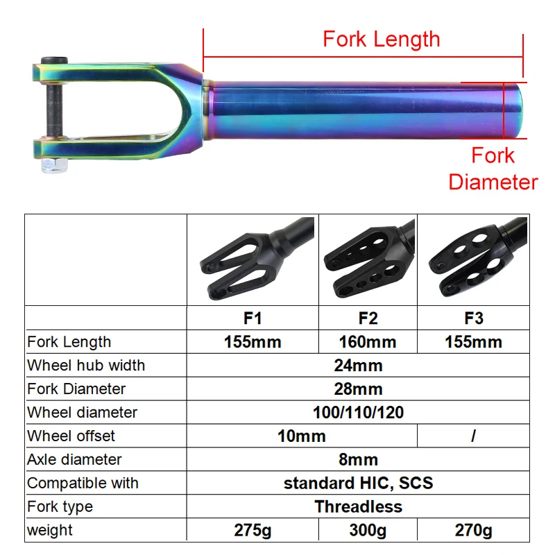 Mosodo Scooter Fork Aluminum Scooter Parts for Pro Stunt Scooter HIC SCS Scooter Replacement Kick Scooter Accessories