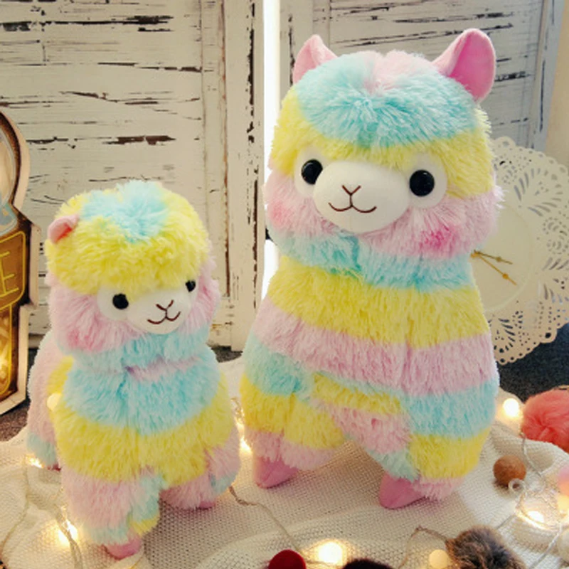 1Pcs Regenboog Alpaca Knuffel 20Cm 35Cm 50Cm Tall Poppen Kussen Voor Kinderen Hoge Kwaliteit Zacht katoen Baby Speelgoed Dieren Voor Gift