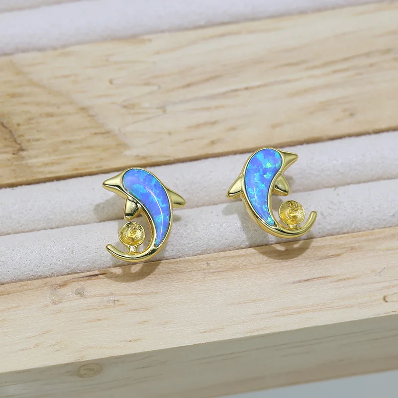 

925 Silver Blue Dolphin Earrings Settings Handmade Pearl Earrings Findings