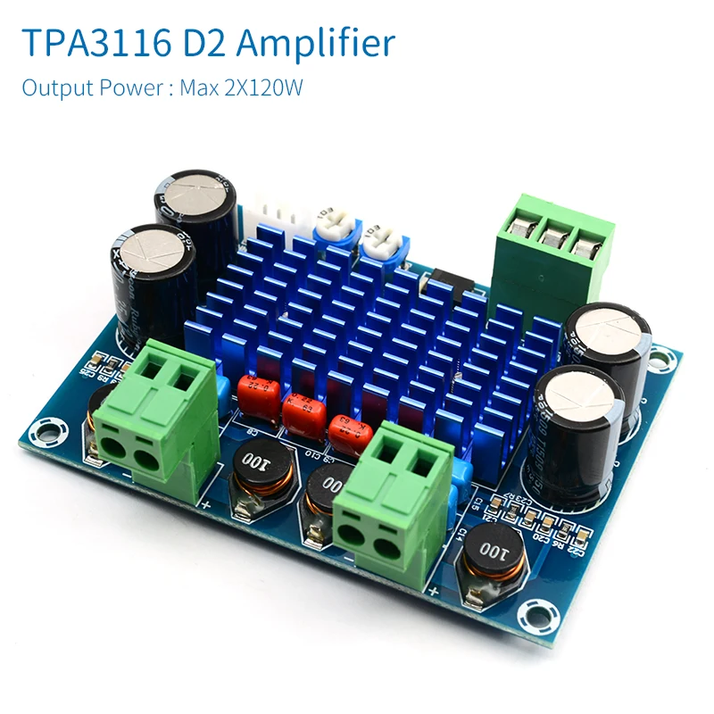 UNISIAN TPA3116 D2 Audio Amplifier Board 2X120W TPA3116 2.0 Stereo High Power Digital Amplifiers for Chassis Dedicated  DC5-28V