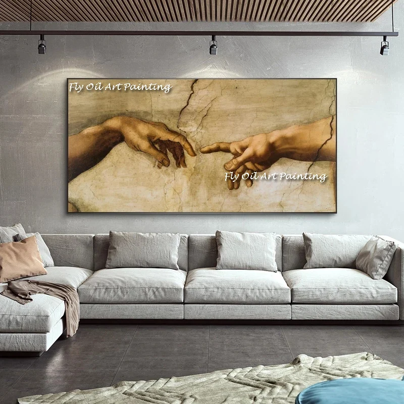 100% Canvas Painting Creation of Adam! Hand of god! Classical Religion 5 pieces Poster Living Room Home Decor  Wall Art Pictures