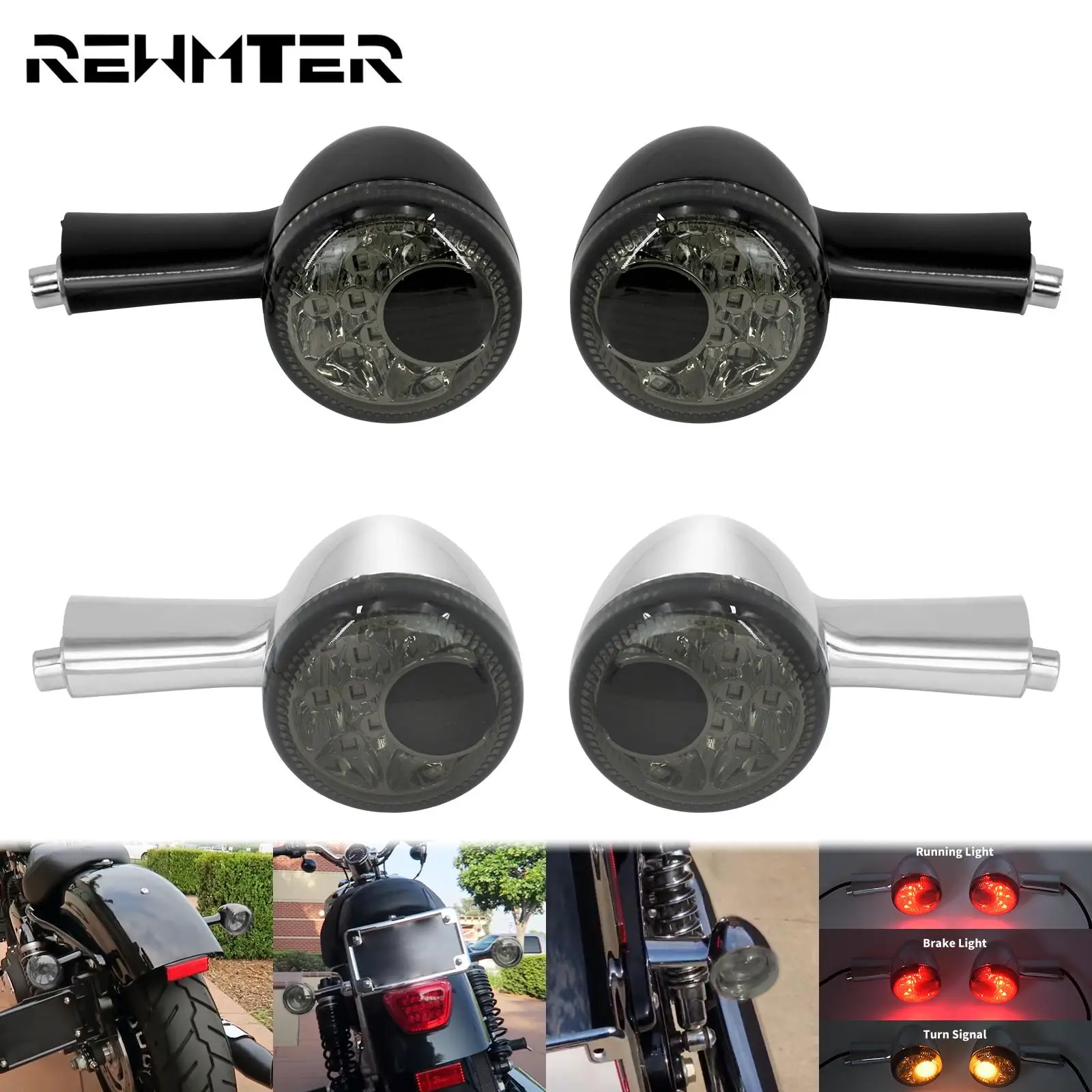 

Motorcycle Rear Turn Signals Indicators LED Brake Lights For Harley Sportster 883 Iron XL1200 48 Roadster Custom Super Low 92-22